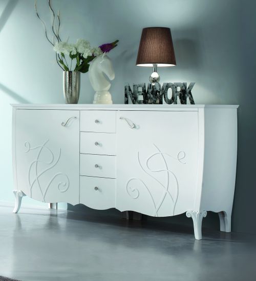 CREDENZA DUE ANTE , QUATTRO CASSETTI