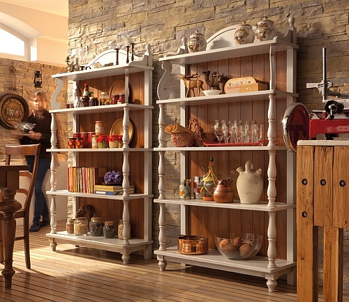 LIBRERIA\ETAGERE VERSIONE A SUPPORTI TORNITI